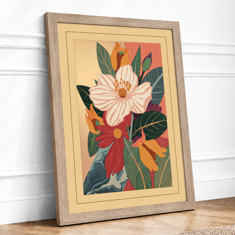 Pale Pink Bloom Botanical - Framed Print, A1 - 84.1 x 59.4 cm, Oak