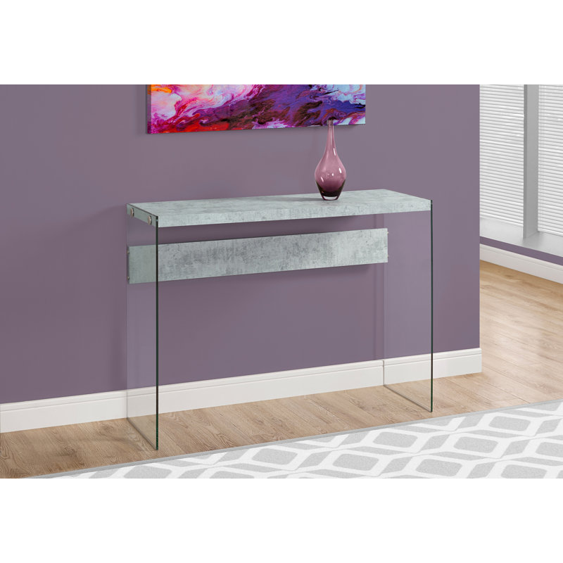 Console moderne avec pieds en verre trempé transparent, Gris