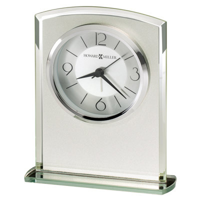Modern & Contemporary Analogue Metal Quartz Movement / Crystal Alarm Tabletop Clock in Glass