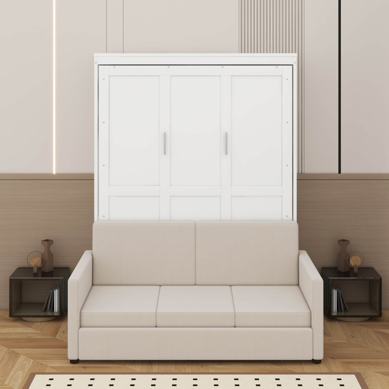 Grand lit escamotable avec coussin, Blanc