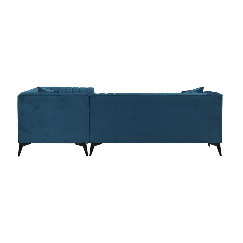 Adryen 5 Seater Velvet Corner Sofa , Blue, Right Hand Facing