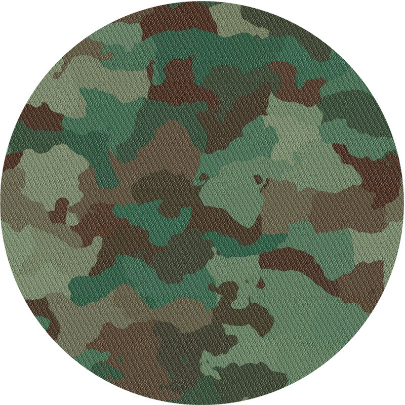 Tapis vert/brun à motifs, Rond 3 pi