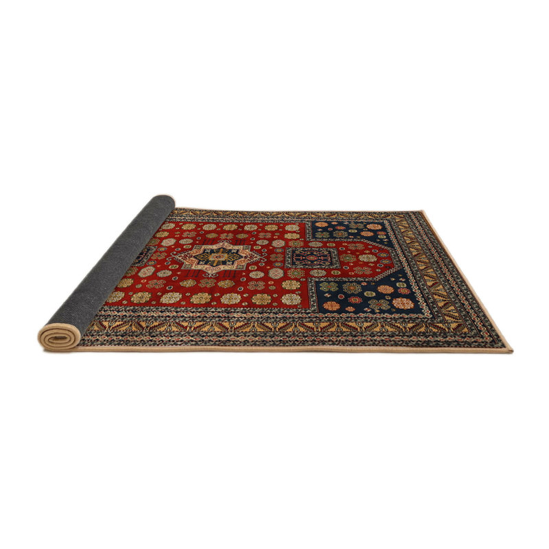 Tapis traditionnel rouge / bleu, Rond 6 pi