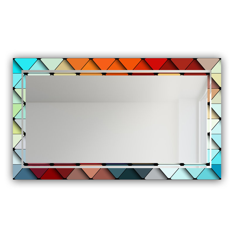 Glam Mirror - Miroir mural moderne, H 32 po x l 24 po, Champs de couleurs triangulaires
