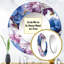 Motif floral bleu et mauve mystique Aura - miroir unique floral, grand miroir mural rond, impression sur métal-99625413