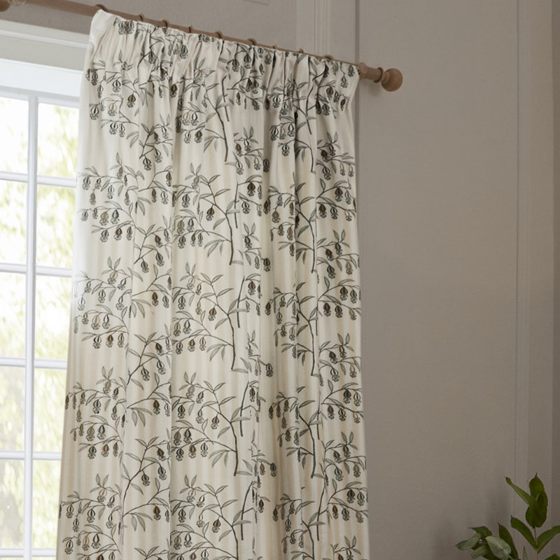 Chinese Lanterns Room Darkening Curtain Panel Pair, 46.06cm Width x 182cm Drop, Beige