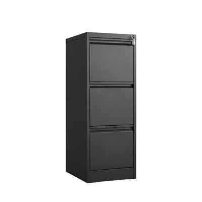 Classeur à 3 bureaux - en métal, verrouillable, convient aux dossiers de format lettre / A4 / légal, tiroirs profonds et spacieux à 3 tiroirs pour le bureau / la maison, revêtement de rouille, organisez vos dossiers en toute facilité