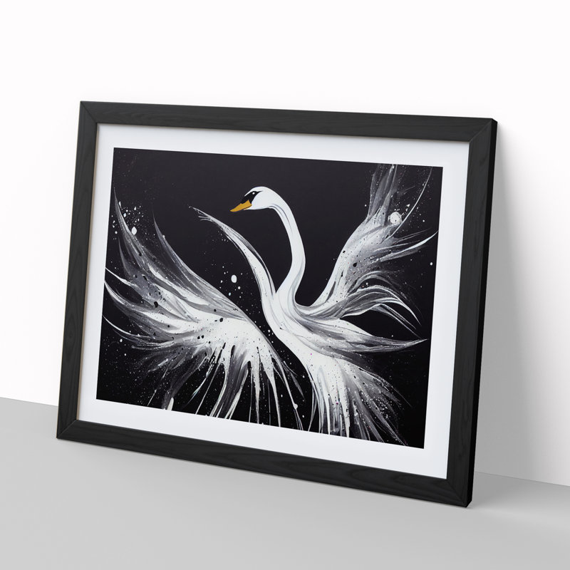 Splashed Swan Vol.2 Abstract - Framed Print, Black, 46cm H x 64cm W x 2cm D