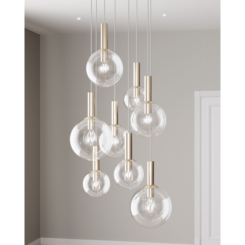 Mansbury 8 - Light Cluster Pendant, Polished Nickel, 22" H x 23" W x 23" D