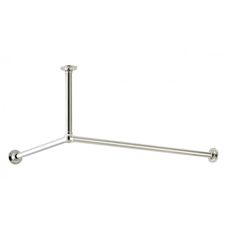 25.47" L-Shaped Fixed Shower Curtain Rod with Ceiling Support