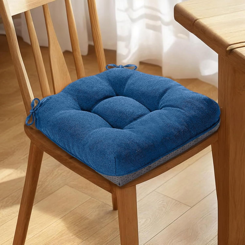 Dining Chair Cushions Set Of 4 Memory Foam 15.5 Inch Blue