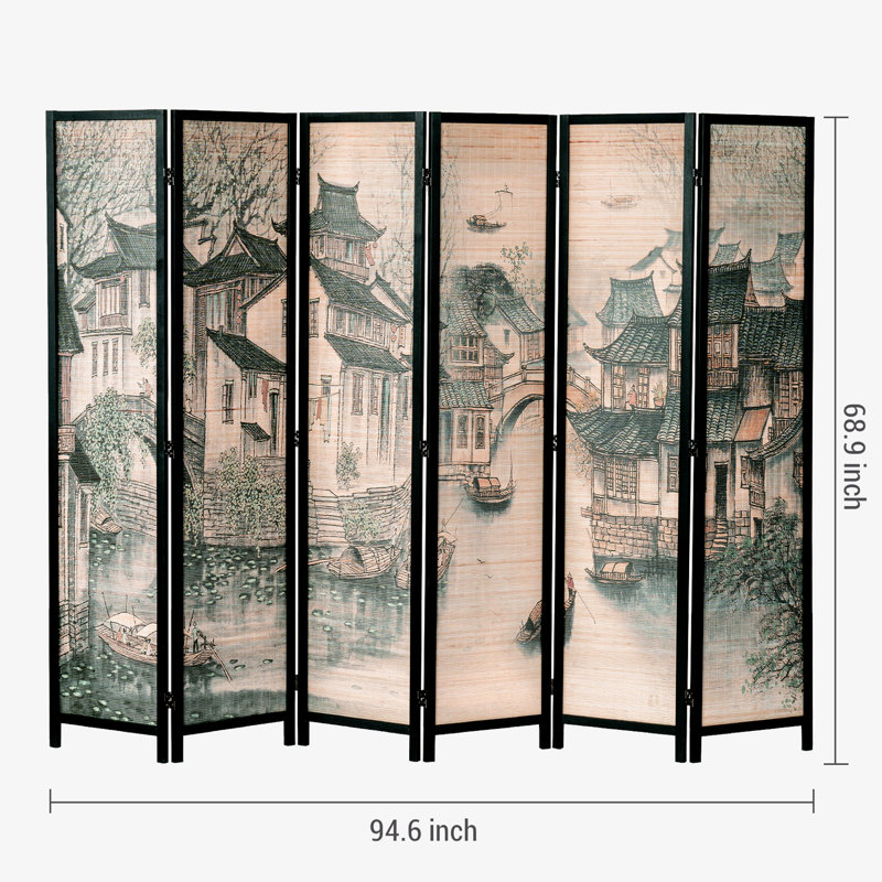 240.3Cm W x 175Cm H 6 - Panel Solid Wood Room Divider