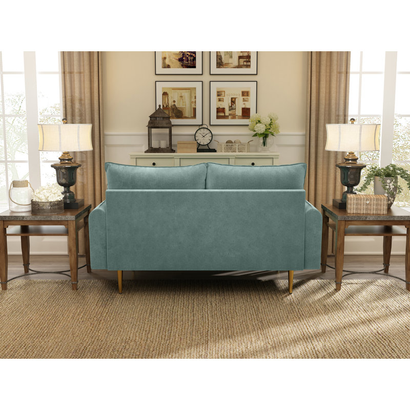 Johnnathon 58" Velvet Round Arm Sofa Loveseat, Light Gray
