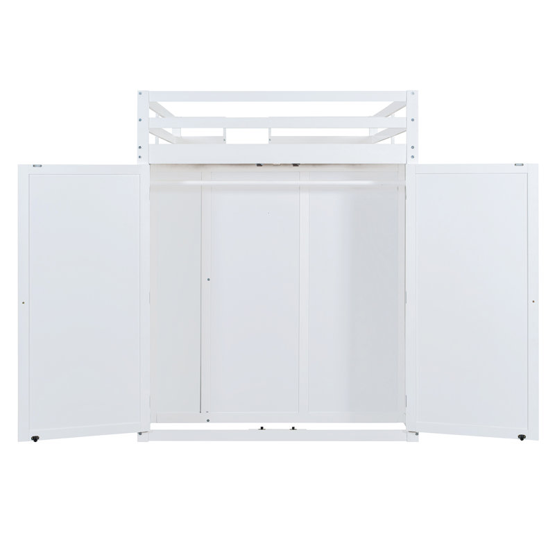 Lit mezzanine multifonctionnel en bois massif avec éclairage à DEL pour des solutions de rangement élégantes