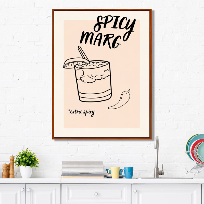 Décoration murale extra épicée margarita - cocktails, Cadre flottant brun, H 20 po x l 12 po