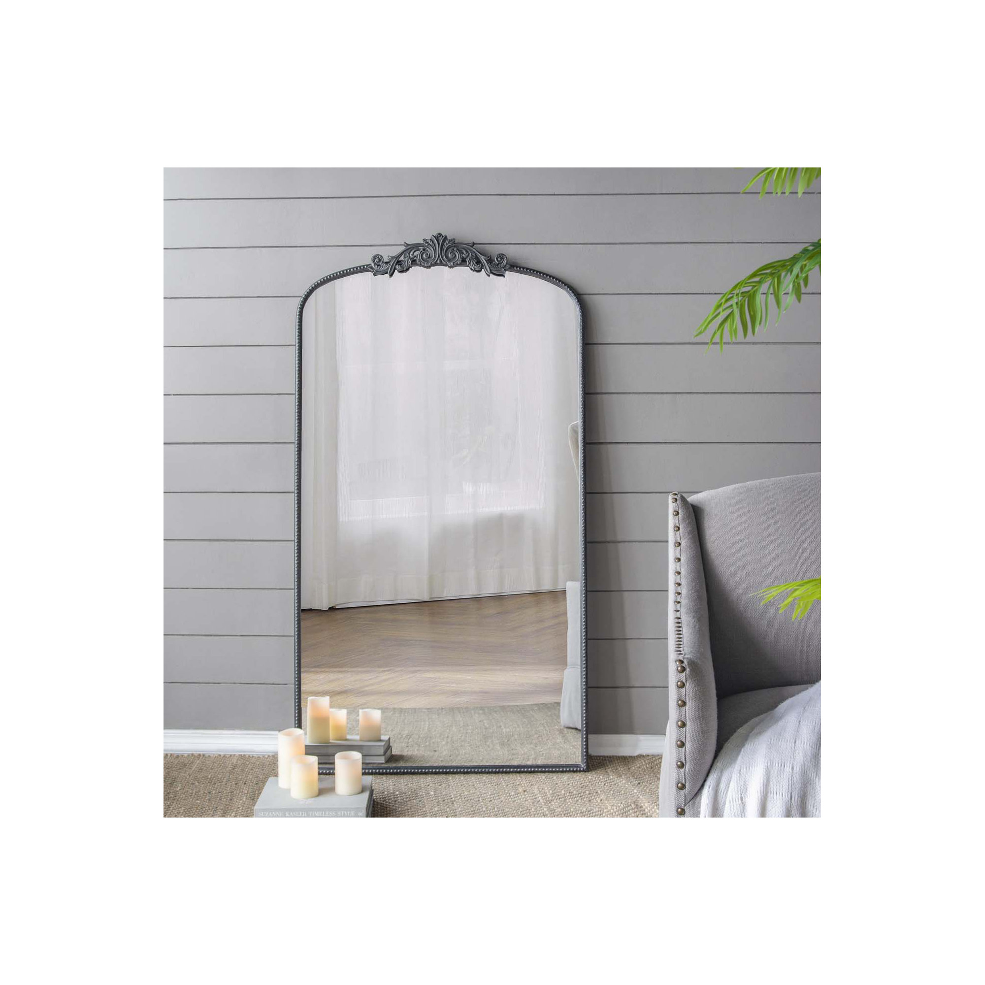 Emmeline Metal Arch Mirror, 36" x 24", Black