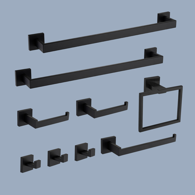 9 - Piece Bathroom Hardware Set, Matte Black