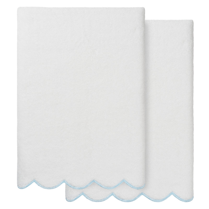  Ensemble de serviettes 100% coton turque ADORNIA, Serviette de bain - paquet de 2, Blanc / Bleu