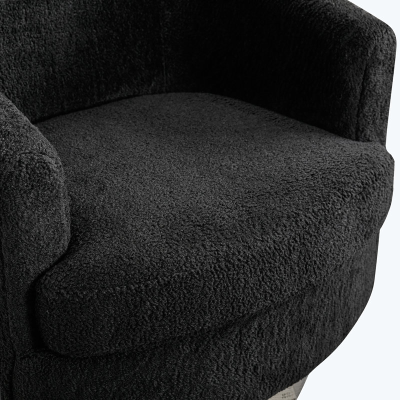 Fauteuil demi-tonneau pivotant Mohun, Bouclé noir