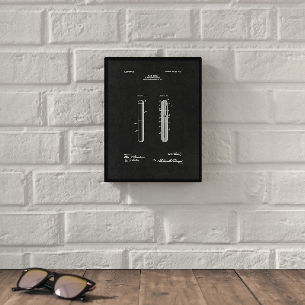 '1913 Doctor Clinical Thermometer Vintage Patent Artwork' Picture Frame Drawing Print on Canvas Williston Forge