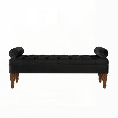 Velvet Upholstered Long Bench With Tufted Buttons For Bedroom And Living Room, Sturdy Wood Frame And Comfortable Seating