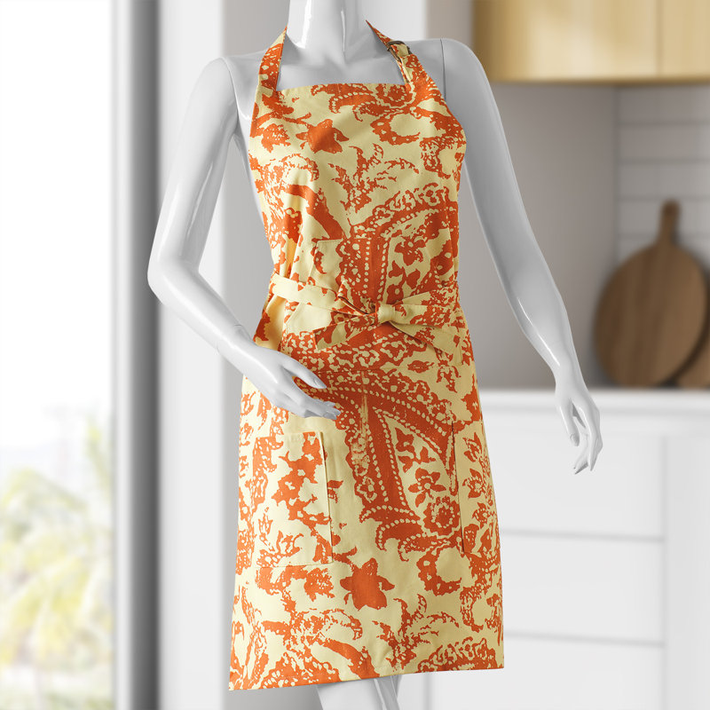 Edina Printed Cotton Kitchen Apron with Pockets Adjustable, Edina Rust
