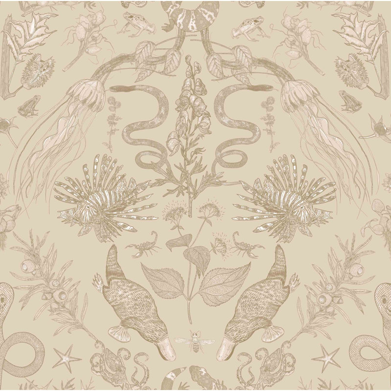 Critters Wallpaper, Tan/Cream/Beige
