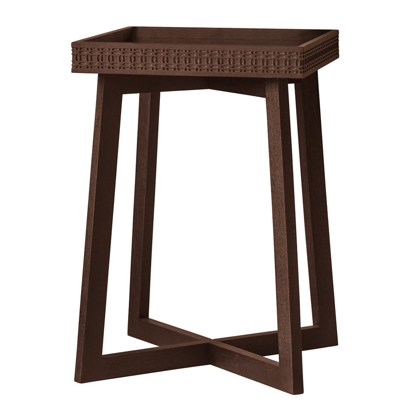 Cassilyn Solid Wood Tray Top Trestle End Table, Brown