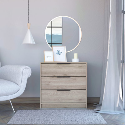 Commode 3 tiroirs, plateau supérieur - gris clair