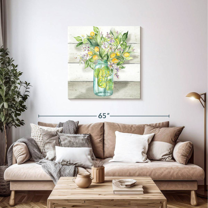 Yarlin, aquarelle, citrons, pot Mason, Shiplap