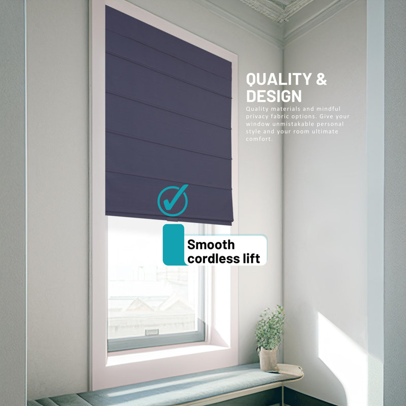 Blackout Roman Shade, 31"W x 64"L, Navy