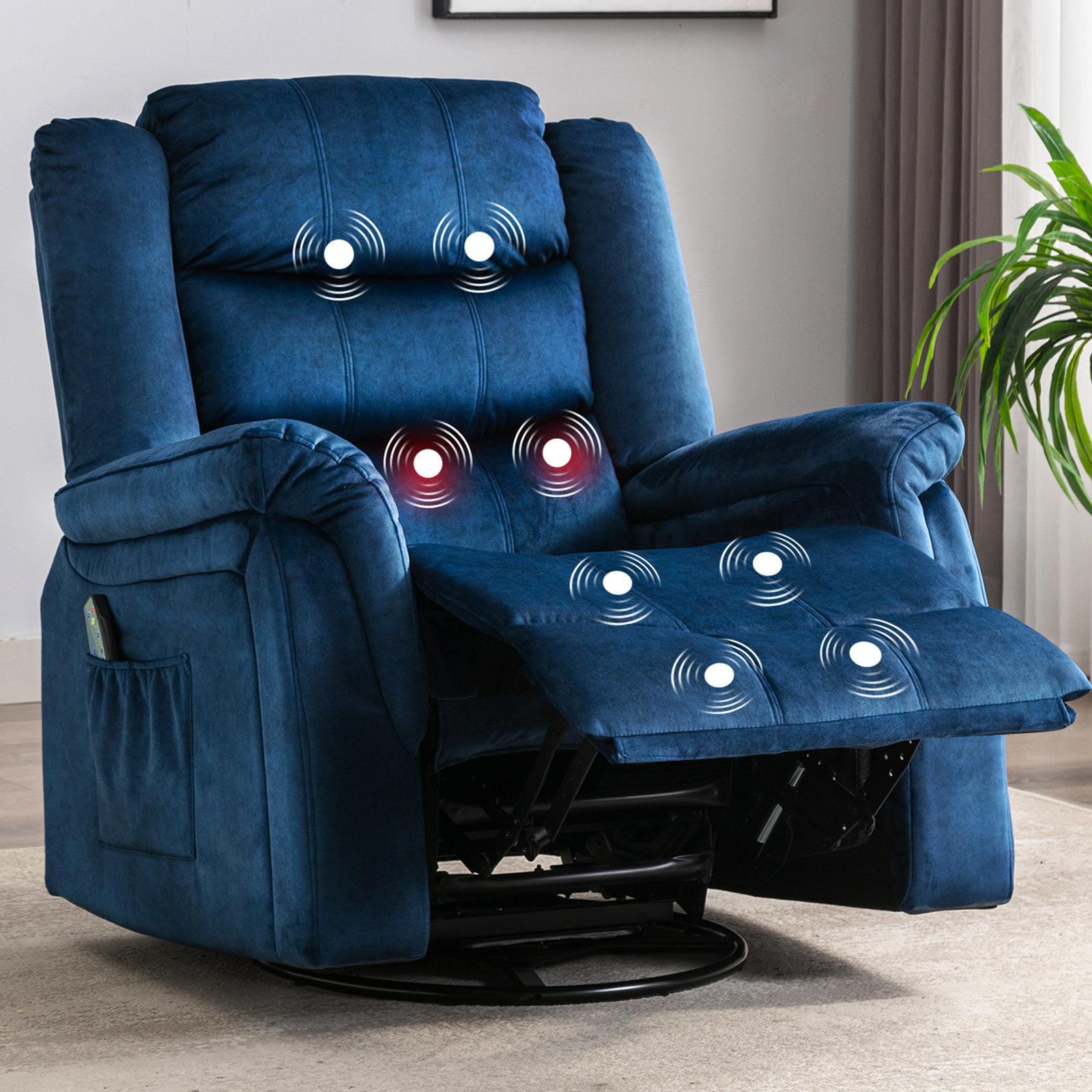 Winston Porter Recliner Chair with Massage and Heated Swivel Rocker