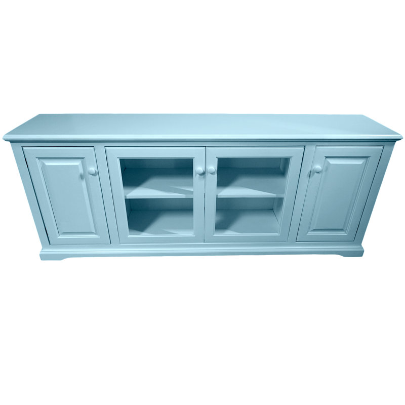 Wentzel Unfinished Entertainment Center for TVs up to 78" with Fireplace Included, Glass, Interesting Aqua