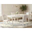 Ensemble de table de salle à manger moderne 5 pièces comprenant une table rectangulaire en bois avec feuille papillon et 4 chaises de salle à manger Parsons en similicuir blanc, 42 x 78 po, lin blanc-1482021005-1570961701-1570961706