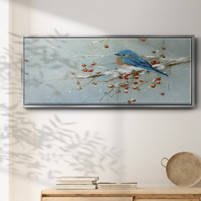 Oiseau bleu en hiver - toile encadrée