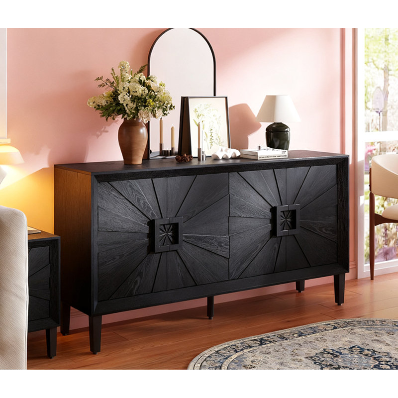 Credenza - Armoire de rangement symétrique Sunburst, Noir