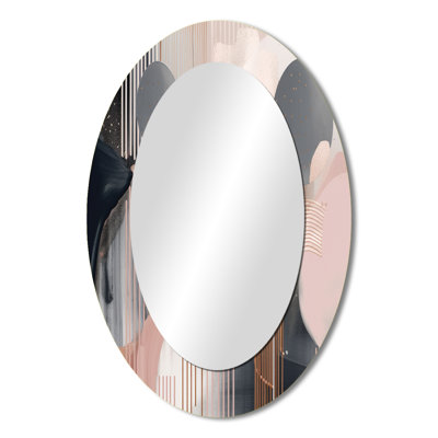 Whispers Of Marble II - Gray Modern Oval Wall Mirror