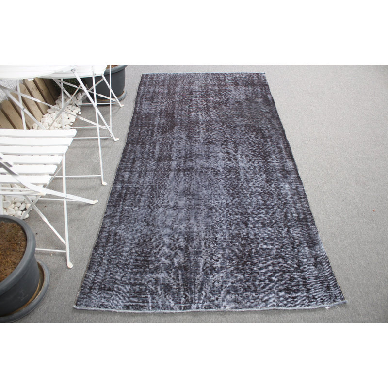 Tapis turc rétro noir rétro Anatolian idéal pour rehausser le décor d'un salon ou d'un salon