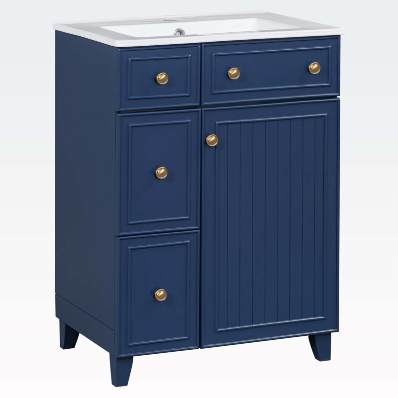 Armoire de salle de bain autoportante Stillas, Bleu
