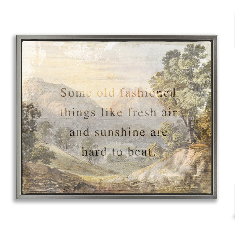 «Fresh Air Sentiment Landscape», peinture murale encadrée par Daphne Polselli, H 17 po x l 21 po, Cadre flottant gris lustré