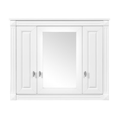 Armoire à pharmacie murale 35 po avec miroir et 2 portes à fermeture douce, armoire de rangement ouverte avec 4 tablettes réglables