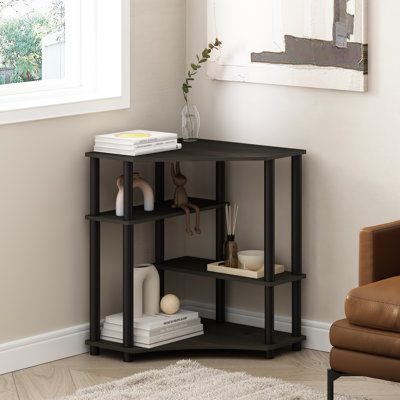 Furinno Turn-N-Tube Multipurpose Corner Shelf, Display Rack, Bookshelf, Espresso/Black
