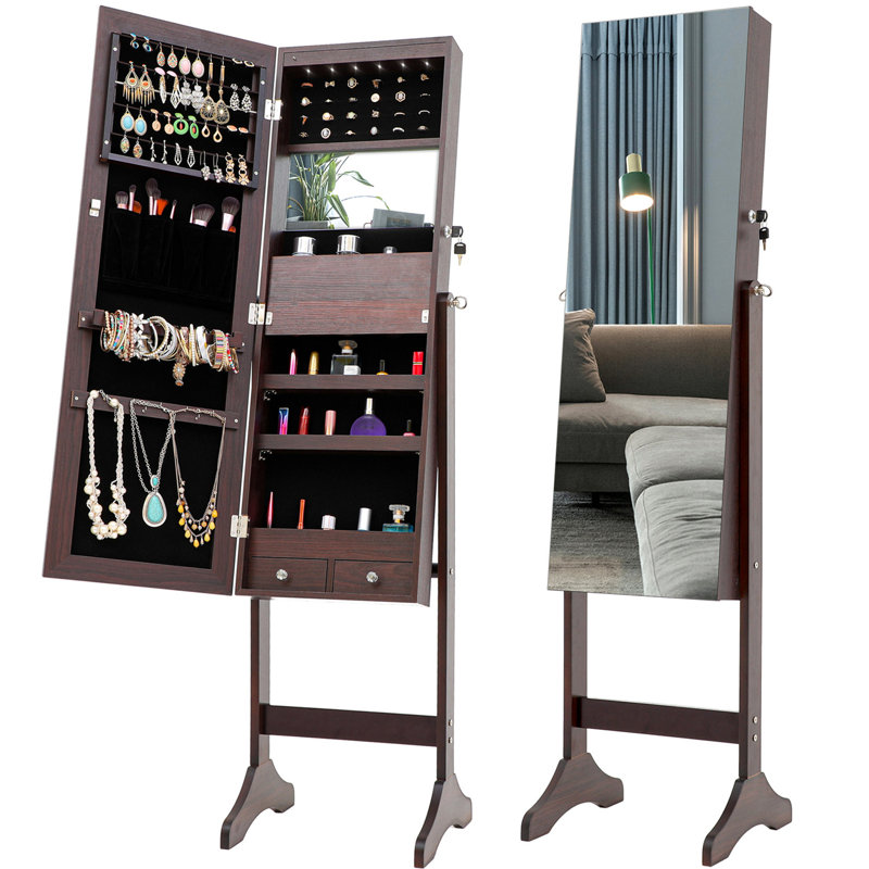 Elrod 15.8'' Wide Jewelry Armoire, Brown, Solid + Manufactured Wood