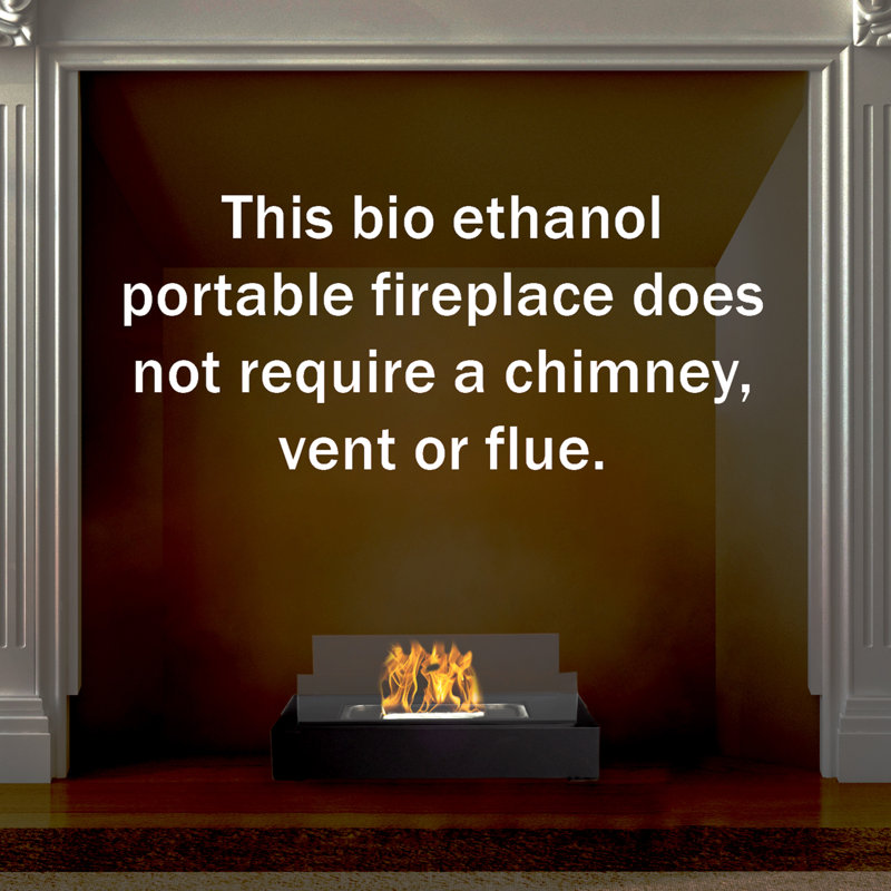 Black Rectangular Bio Ethanol Tabletop Fire Pit with Glass
