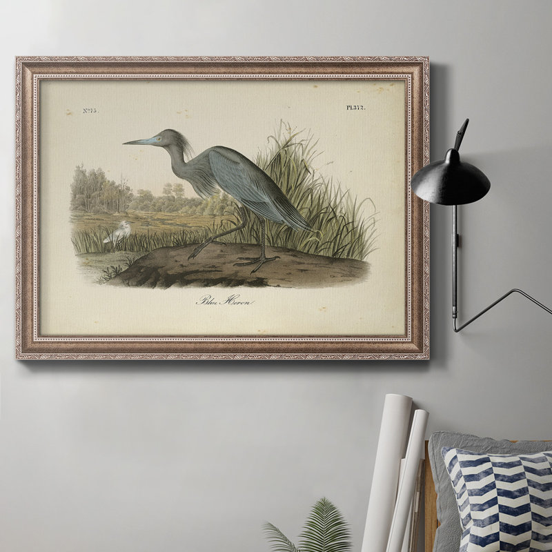 " Blue Heron " by John Audubon Painting Print, 18" H x 27" W