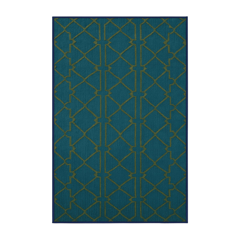 Machine Washable Trellis Blue Area Rug, Tapis de couloir 2 pi x 5 pi