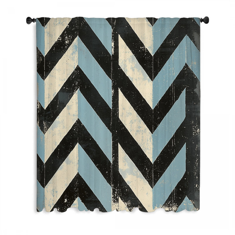 Chevron Window Curtains, Pattern Blockout & Sheer Curtains - 1 Panel, 50" W x 84" L
