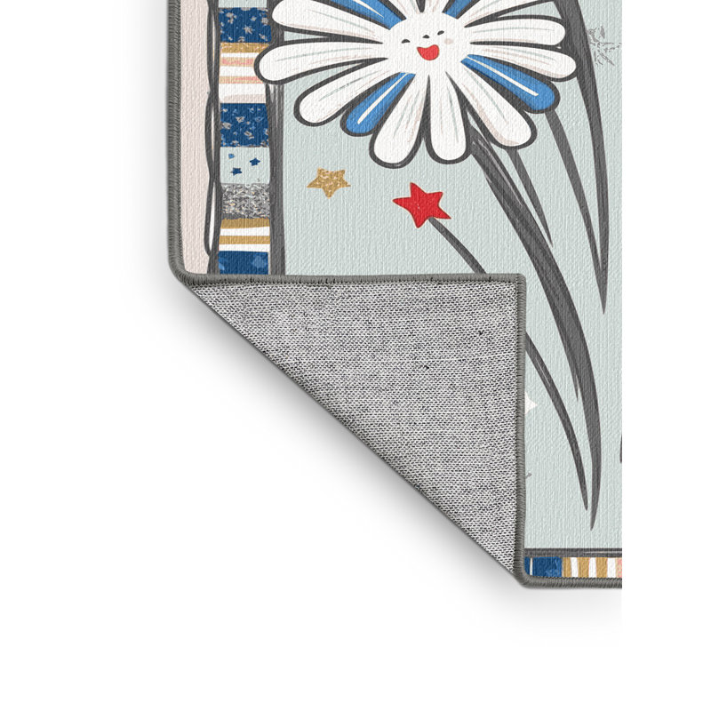 East Urban Home Washable Indepence Day Firecraker Summer Holiday Rug, Rectangle 5' x 8'