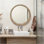Miroir mural rond rond, miroir à cadre perlé en bois vieilli de 23,62 po pour hall d'entrée, salon, salle de bain, miroir décoratif de style maison de campagne