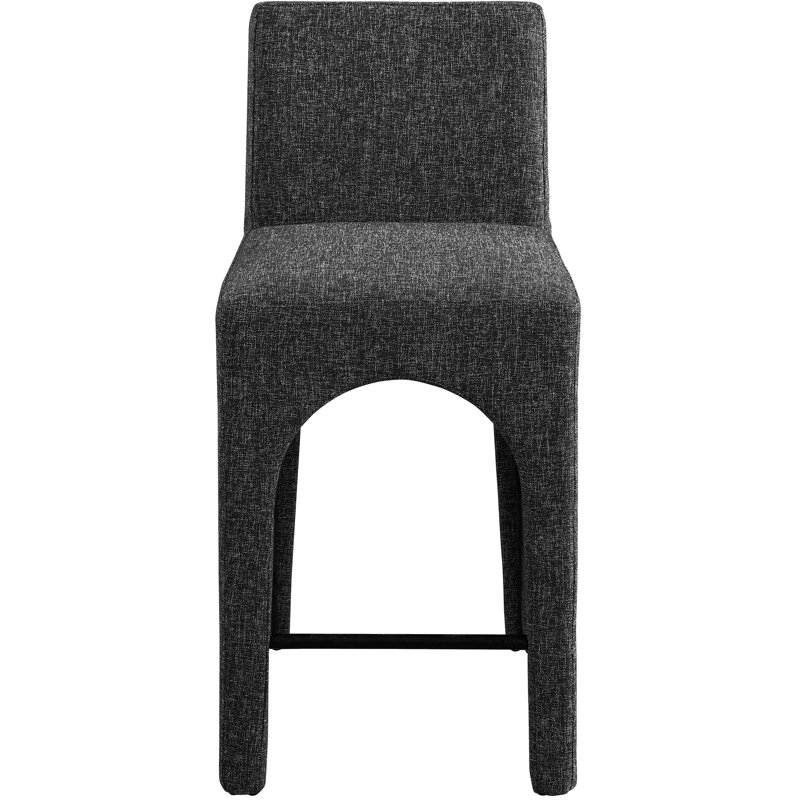 Tabouret Gramercy, Tissu texturé en lin noir